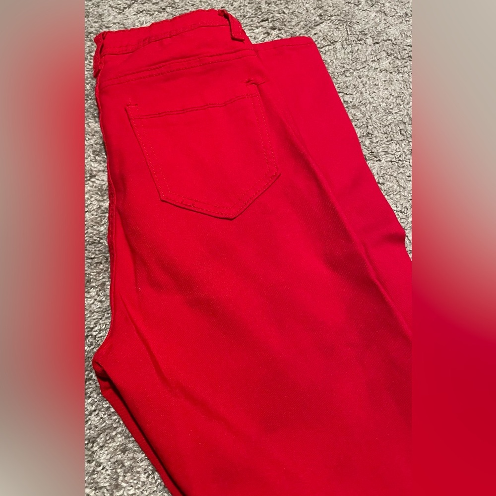 High Waisted Women Stretch Jeans - Vibrant Red